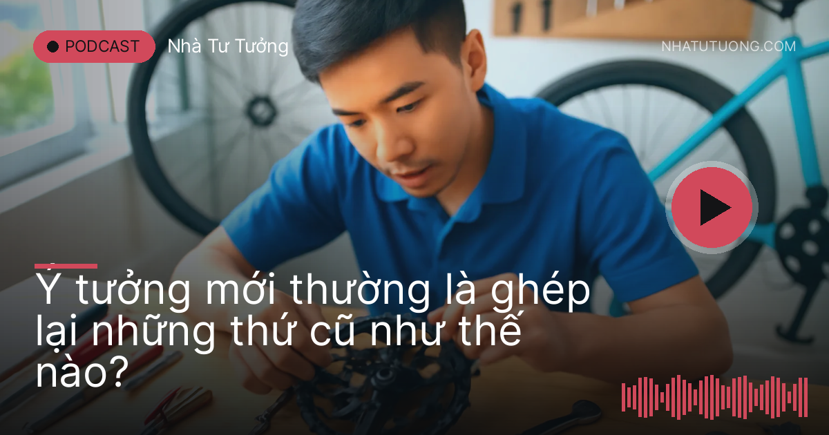 Thanh niên lắp linh kiện xe đạp trên bàn thợ sáng sủa