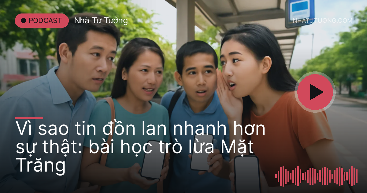 Nhóm người ở trạm xe buýt nghiêng đầu nghe một cô gái thì thầm