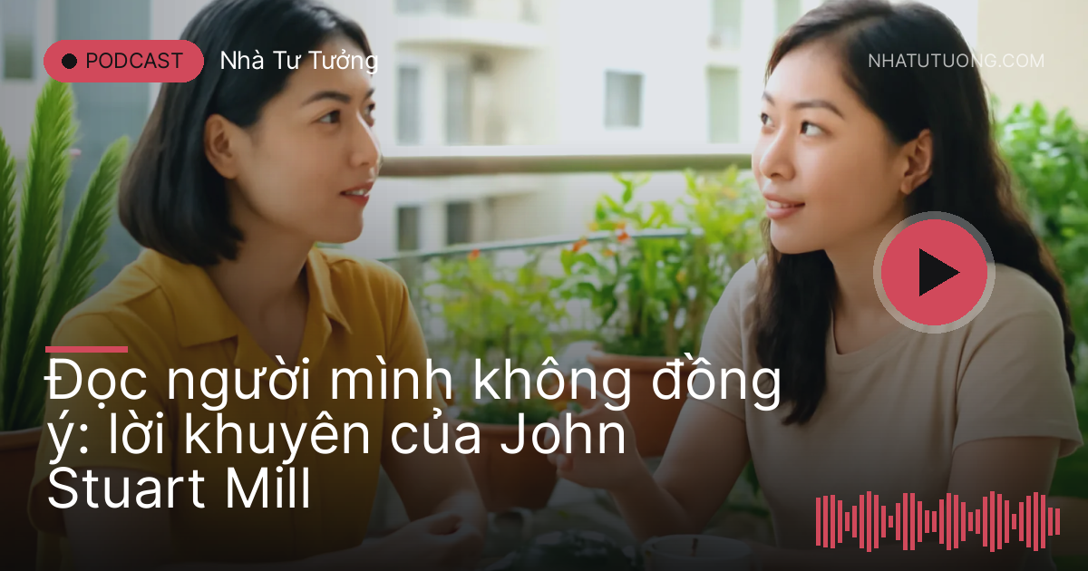Hai người bạn tranh luận ôn hoà bên ấm trà ngoài ban công